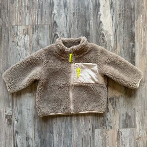New Baby H&M Zip Up Beige Fleece Jacket Long Sleeve 6 Months Outdoor Layer